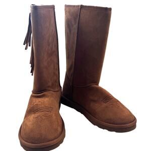 Montana West Western Cowgirl Pull On Fringe Studded Boots Women's Size 8